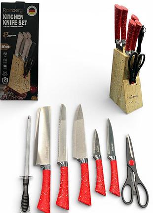 Набір ножів з нержавіючої сталі з основою rainberg rb-2328 red