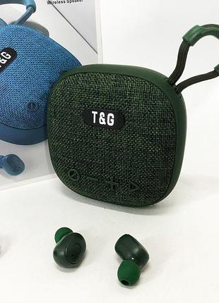 Колонка-bluetooth с наушниками tg813. цвет: зеленый
