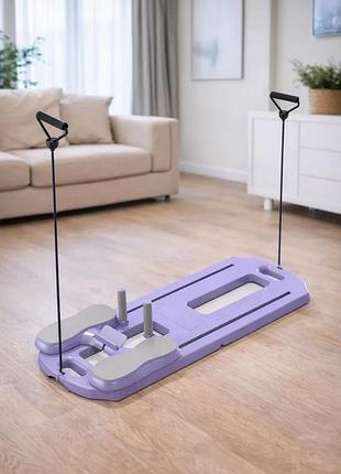 Тренажер напольныйдля пилатеса mm3000 для пресса и ног, с резинками синий