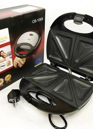 Сендвічниця crownberg cb-1069 бутербродниця, бутербродниця гриль сендвічниця, електробутербродниця