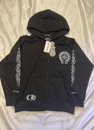Чорна зіп худі crome hearts 2