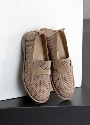 Кожаные мокасины без подкладки с сквозной перфорацией