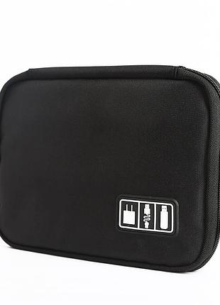 Дорожній органайзер для заряджання, дротів і кабелів. чорний