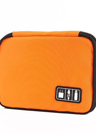 Дорожній органайзер для заряджання, дротів і кабелів. жовтогарячий