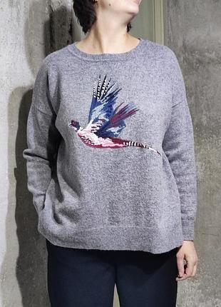 Свитер шерсть шерстяной свободный оверсайз теплый зима полувер