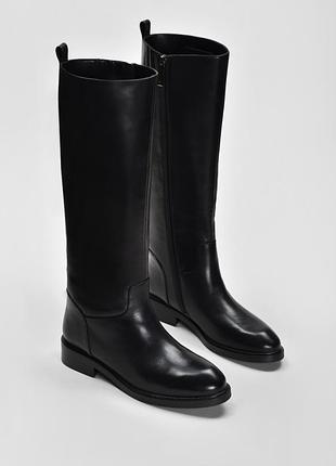 Жіночі чорні шкіряні чоботи труби vitto rossi 39р