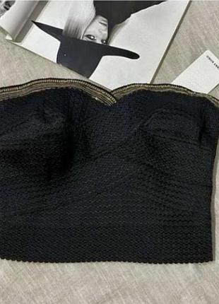 Cherry koko новий чорний шикарний топ у вигляді корсета з золотистою декорацією ззаду замок