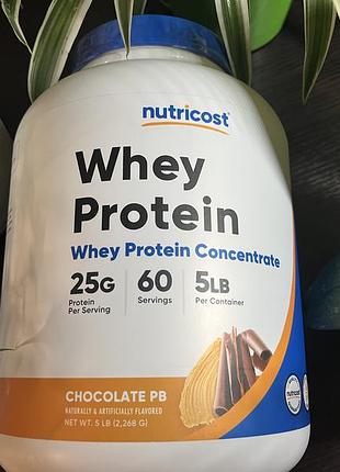 Nutricost, концентрат сывороточного протеина, chocolate peanut butter, 2268 г (5 фунтов)