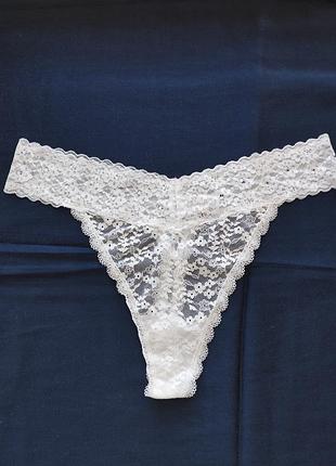 Білі мереживні трусики стринги, f&f, 46, 3хл