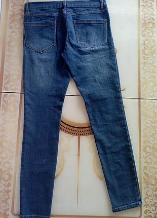 Джинси жіночі слім темно-синього з потертостями zara 8
