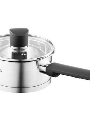 Ковш 0,9л нержавеющая сталь gemini trento, стеклянная крышка тм ardesto