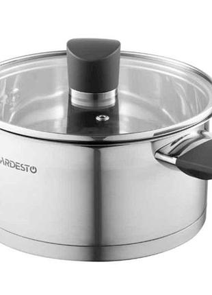 Кастрюля 3л нержавеющая сталь gemini, стеклянная крышка тм ardesto