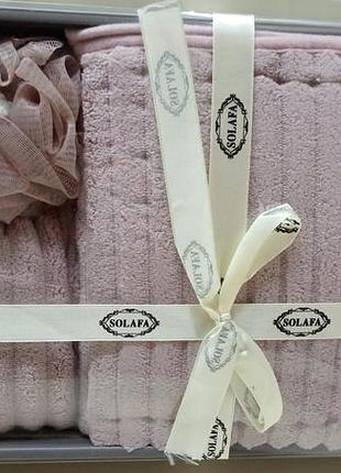 Подарунковий банний набір 3 в 1 рушник шарпей мікрофібра , шапочка, губка банні сауна