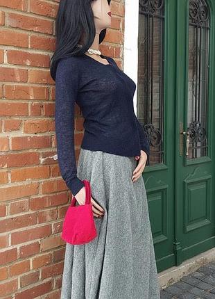 Полупрозрачный пушистый кардиган темно синий паутинка на кнопках кидмохер