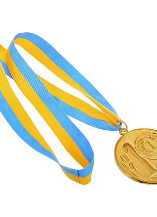 Медаль спортивна зі стрічкою wreath ø 7 см золото, срібло, бронза