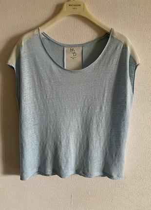 Mod class 💙 льняная футболка xl с шелковыми вставками