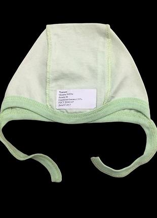 Шапочка с завязками, кулир тм "happy tot" (0-1 мес, 36 см)