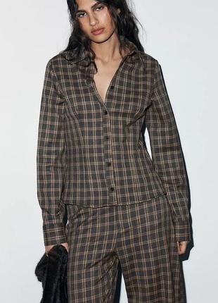 Оригинальная приталенная рубашка в клетку из новой коллекции zara new original.