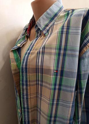 Коттоновая рубашка в клетку tommy hilfiger унисекс