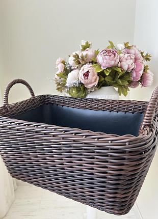 Кошикдля дров меланж 57×38×27 см | плетена дровничка з штучного ротангу