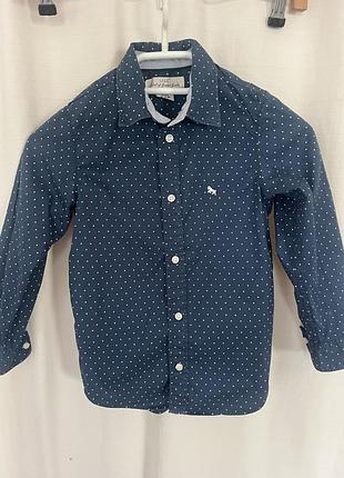 Сорочка на хлопчика темно-синя у білу крапочку,h&m,122