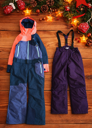 9-10 рок. bpc. decathlon. зимний цельный комбинезон на флисе и лыжном полукомбинезон. унисекс. состояние нового. застежка - молния. ветроне продувные