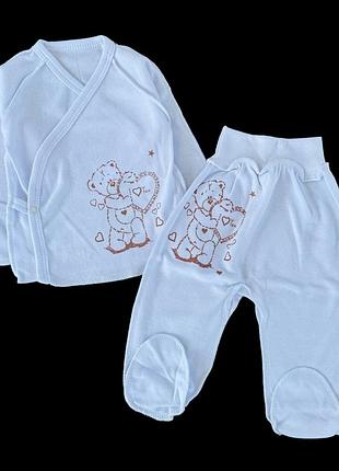 Комплект 2в1: распашонка, ползунки "принт", интерлок тм "ua" (56-62 см)