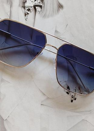 Квадратные очки авиаторы в тонкой оправе синий
