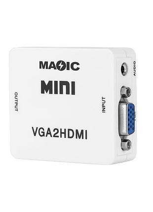 Конвертер vga у hdmi з аудіо, відео 1080p, чорний, адаптер для підключення пк до телевізора та монітора