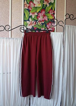 Стильні плотні якісні бордові штани палаццо з полоскою papaya petite.