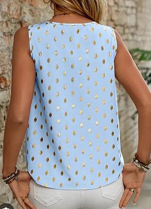 Блуза 
ніжний блакитний колір,
золотий горошок