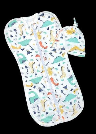 Пелюшка-кокон з шапочкою "принт", інтерлок тм "happy tot"