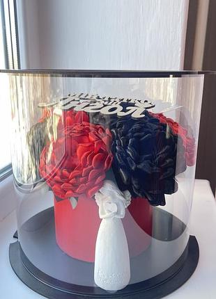 Букет з півонії з атласної стрічки