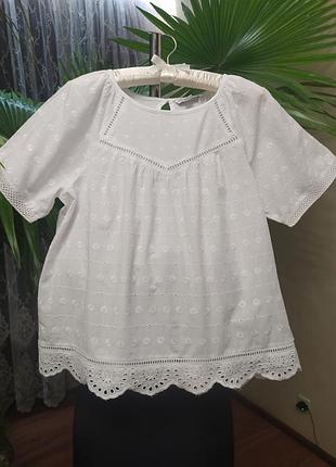 Ошатна бавовняна блуза, шиття+ бавовна, розмір 48-52