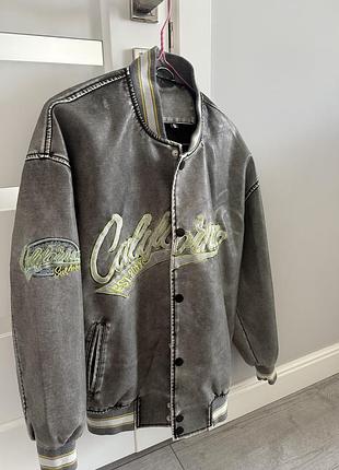 Бомбер варка сірий еко шкіра