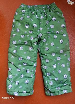 Дитячі штани зимові на хлопчика зелені 86-92 см ( 1-2 роки )