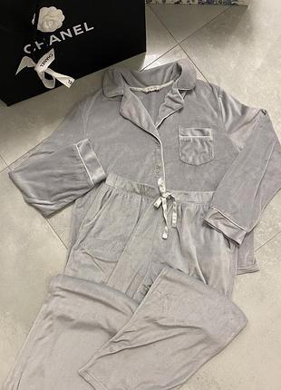 Жінрча велюрова піжама двійка штани кофта george m-l / домашній костюм