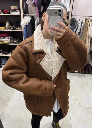 Дубленка zara, оверсайз, состояние новой