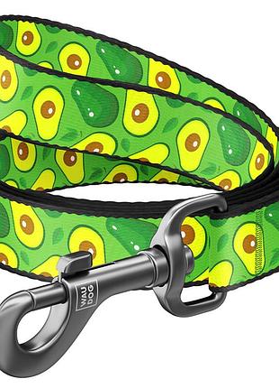 Повідець для собак нейлоновий waudog nylon, малюнок "авокадо", ш 25 мм, дов 122 см
