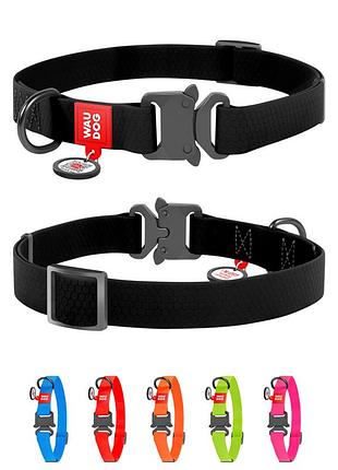 Нашийник для собак водостійкий waudog waterproof c qr паспортом, металічна пряжка-фастекс, ш 25 мм, дов 38-58 см, чорний