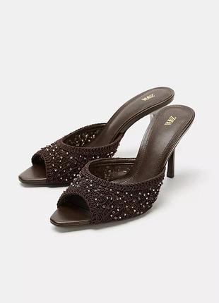 Мюлі жіночі коричневі zara new