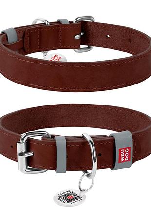 Нашийник для собак шкіряний waudog classic, ш 35 мм, дов 46-60 см коричневий