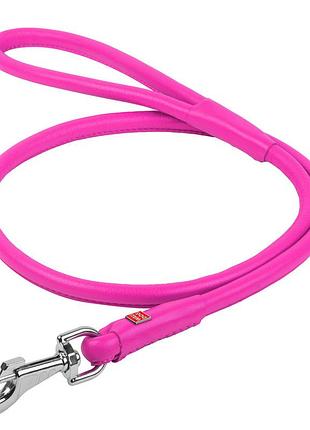 Повідець для собак шкіряний waudog glamour круглий, д 10 мм, дов 122 см рожевий