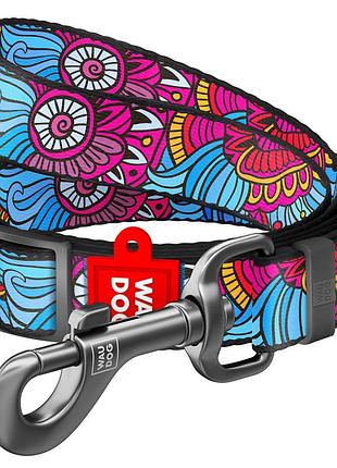 Поводок для собак нейлоновый waudog nylon, рисунок "лето", регулируемый, ш 20 мм, дл 152-183 см