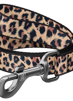 Повідець для собак нейлоновий waudog nylon, малюнок "леопард" m, ш 20 мм, дов 200 см