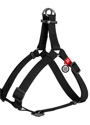 Шлея для собак водостійка waudog waterproof, з qr-паспортом, металева пряжка-фастекс, xs, ш 15 мм, д 30-39 см чорний