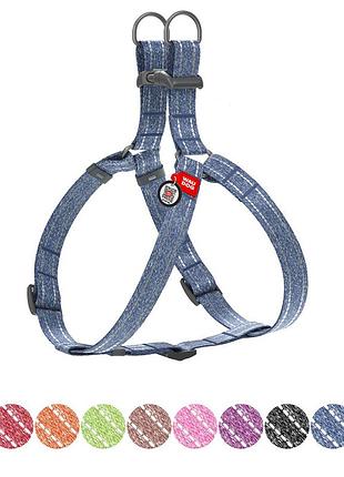 Шлея из восстановленного хлопка waudog re-cotton с qr паспортом, светоотражающая, пластиковый фастекс, l, ш 25 мм, дл 60-85 см