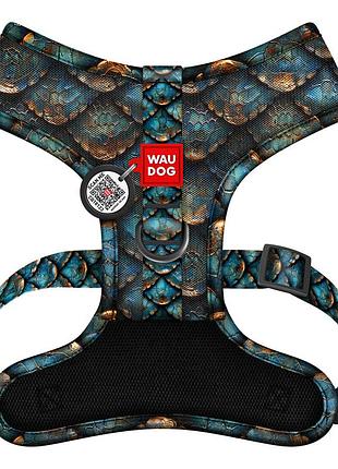 Шлея для собак дышащая waudog mesh с qr адресником, рисунок «луска», s, a 30 см, в 35-48 см