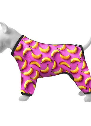 Вітровка для собак waudog clothes, малюнок "банани на рожевому", s35, в 47-51 см, с 35-39 см