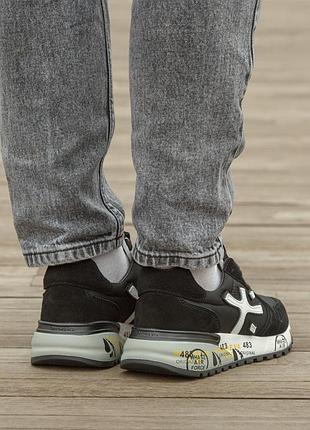 Кросівки premiata black white suede 2